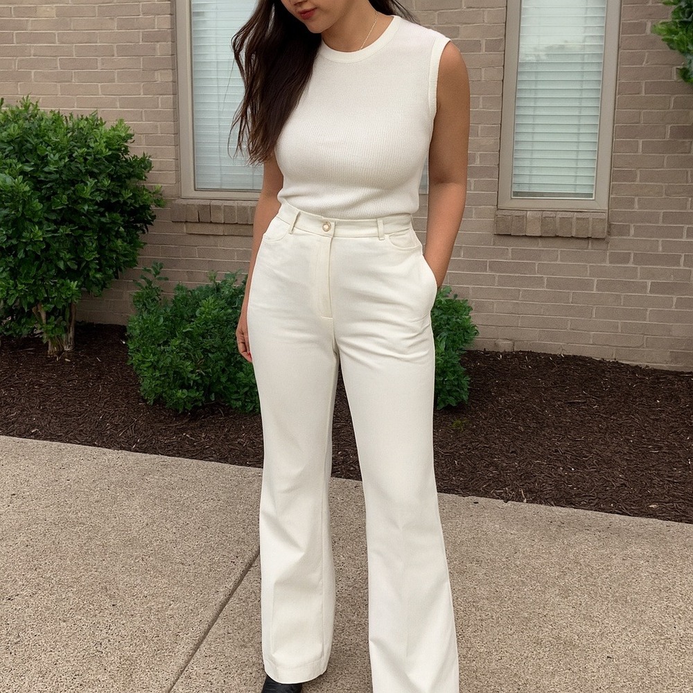 Michael Kors Collection Cream High-Rise Wide-Leg Trousers